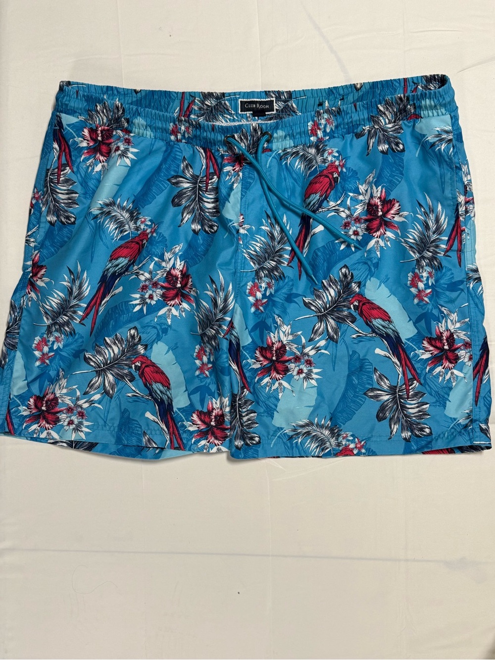 Club Room Blue Tropical Parrot Swim Trunks XXL Beach Shorts